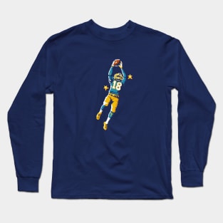 Vintage Pixelated American Football Player Catching Ball Illustration Long Sleeve T-Shirt
